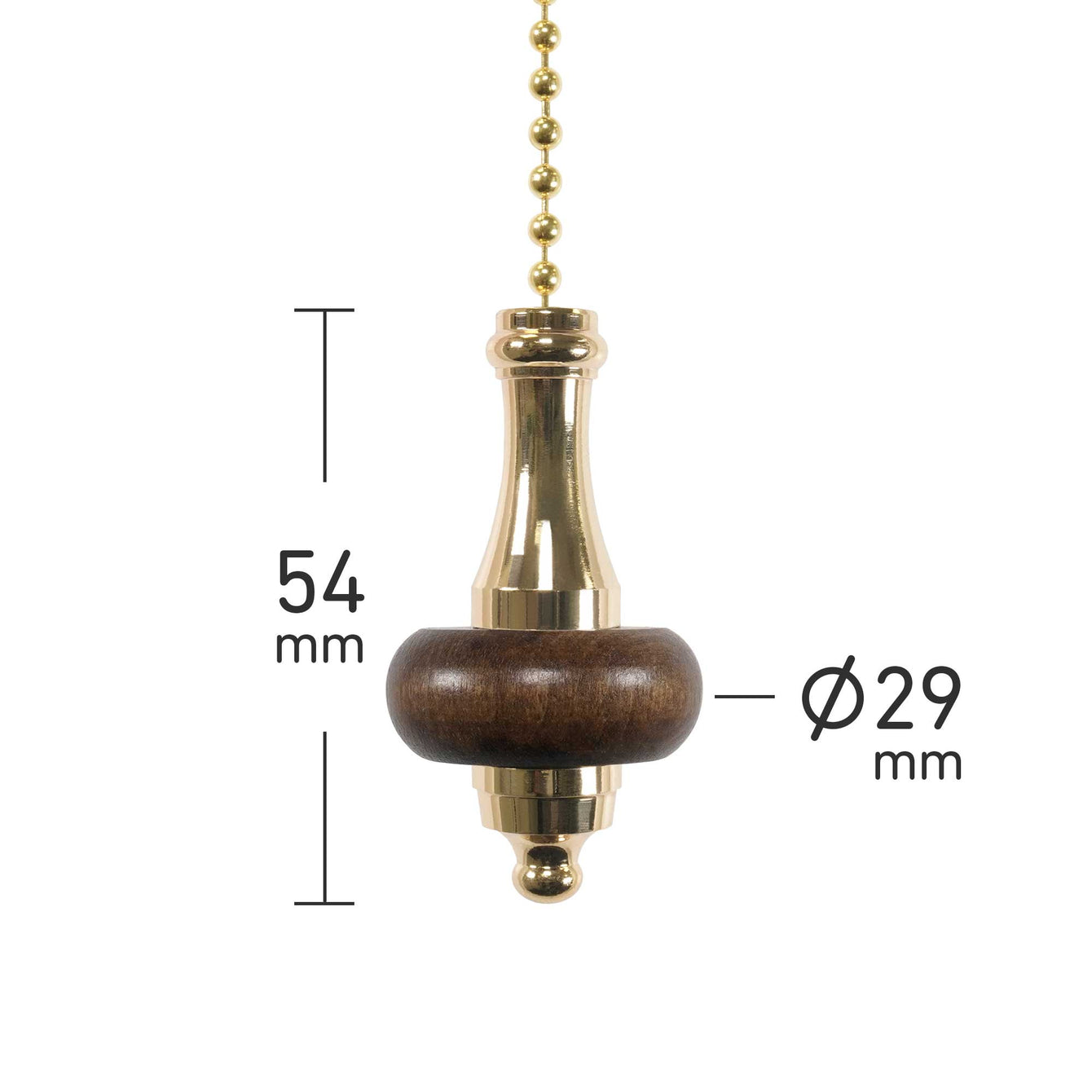 ElekTek Premium Metal Plated Brass Effect Bathroom Light Pull Cord Switch Kit with Pull Chain Handle 