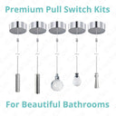 ElekTek Premium Chrome Bathroom Light Pull Switch Kit and Chain Bundle