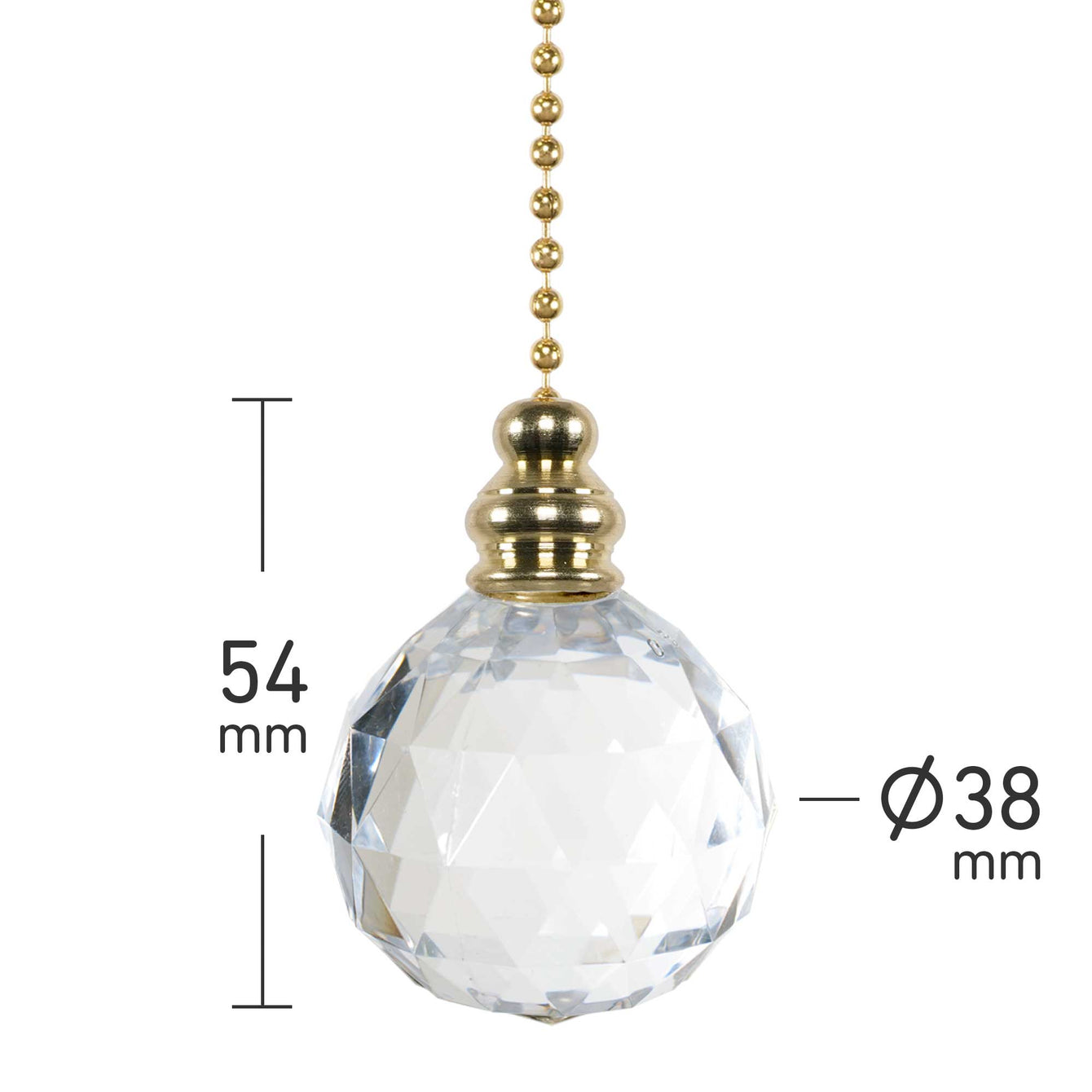 ElekTek Light Pull Chain Acrylic Crystal Ball With 80cm Matching Chain 