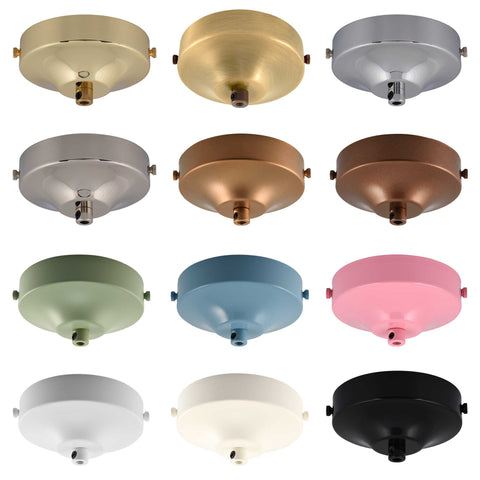 ElekTek 100mm Diameter Convex Ceiling Rose with Strap Bracket and Cord Grip Metallic Finishes Powder Coated Colours