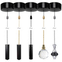 ElekTek Premium Satin Black Bathroom Light Pull Cord Switch Kit with Pull Chain Handle