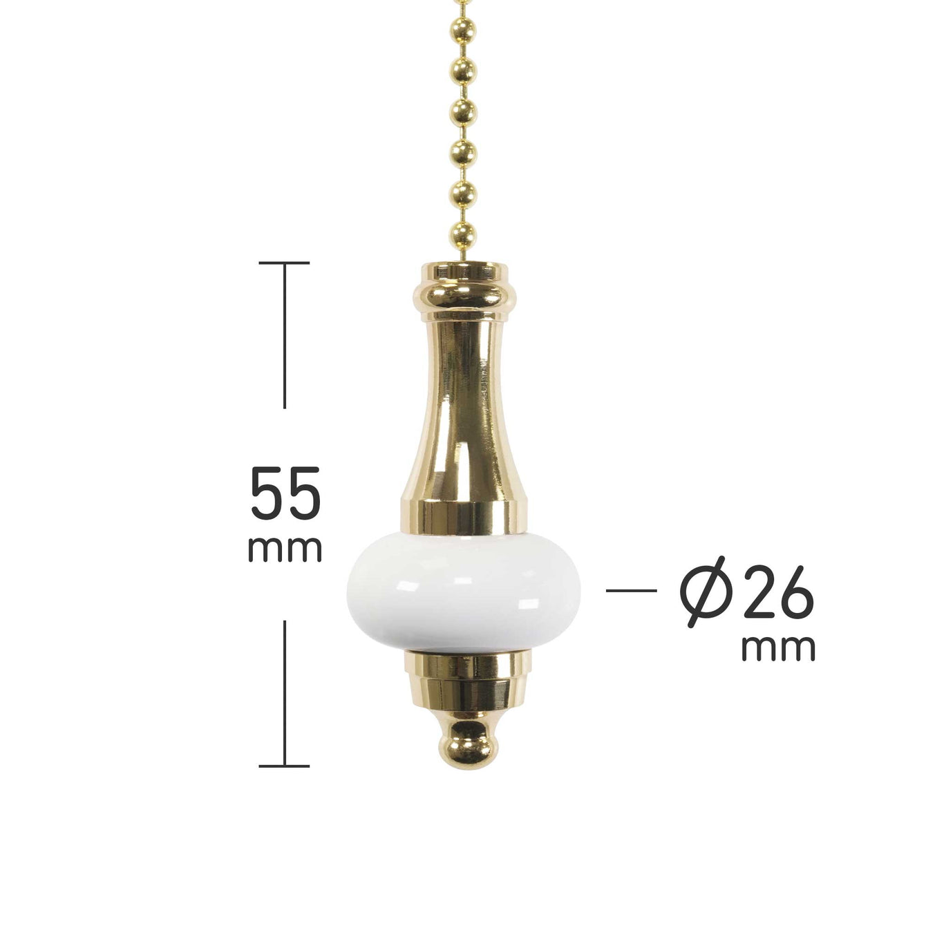 ElekTek Premium Metal Plated Brass Effect Bathroom Light Pull Cord Switch Kit with Pull Chain Handle 