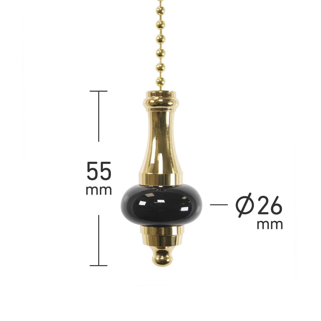 ElekTek Premium Metal Plated Brass Effect Bathroom Light Pull Cord Switch Kit with Pull Chain Handle 