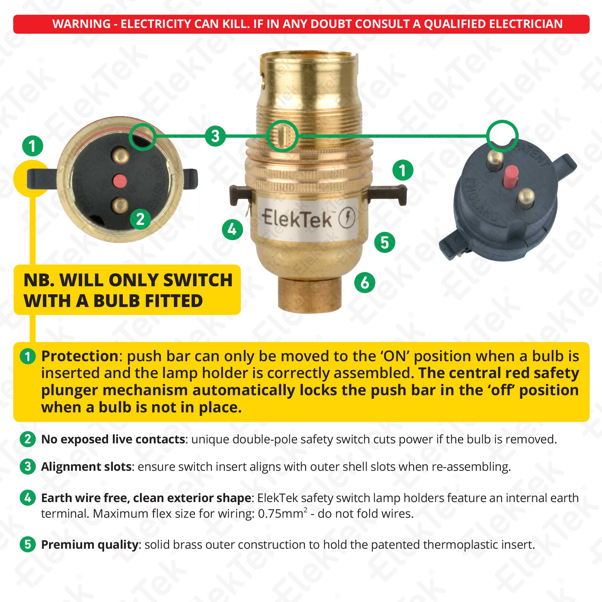 Brass lamp holder clearance kit